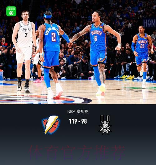 雷霆119-98复仇马刺，亚历山大34分，文班亚马17+7